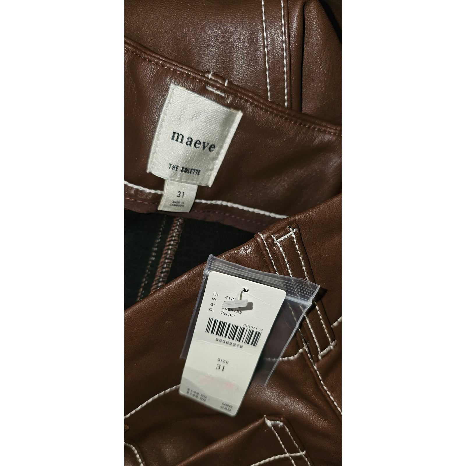 Anthropologie The Colette Cropped Wide-Leg Pants by Maeve Faux-Leather SZ 31