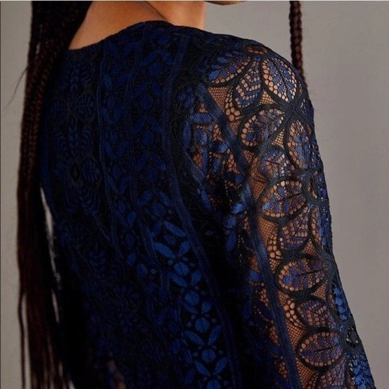Free People For Love & Lemons Lyla Cocktail Mini Dress $246 X-SMALL Blue