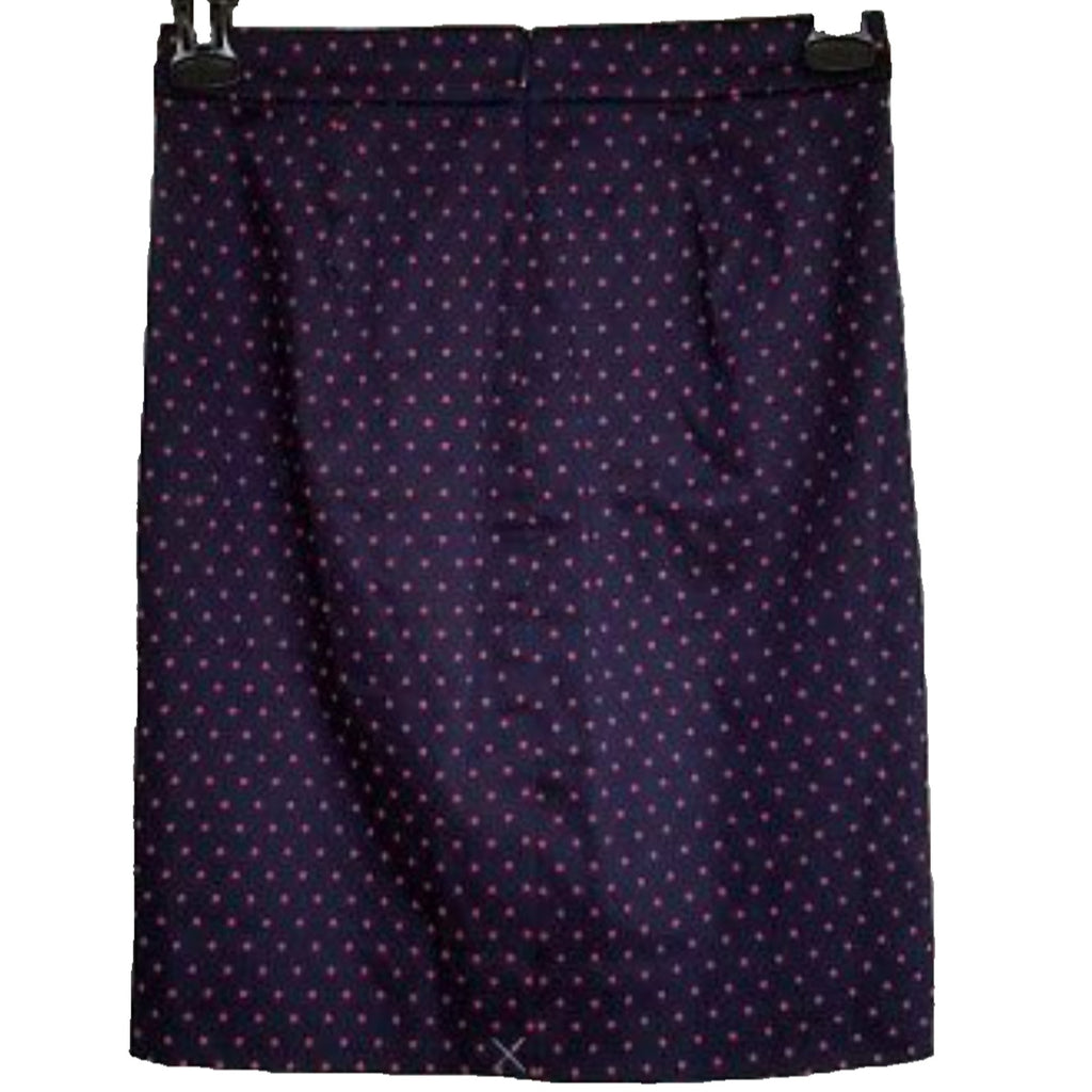 New J Crew Printed Pencil Skirt in Sateen Dot Size 2 Navy Blue / Red
