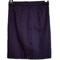New J Crew Printed Pencil Skirt in Sateen Dot Size 2 Navy Blue / Red