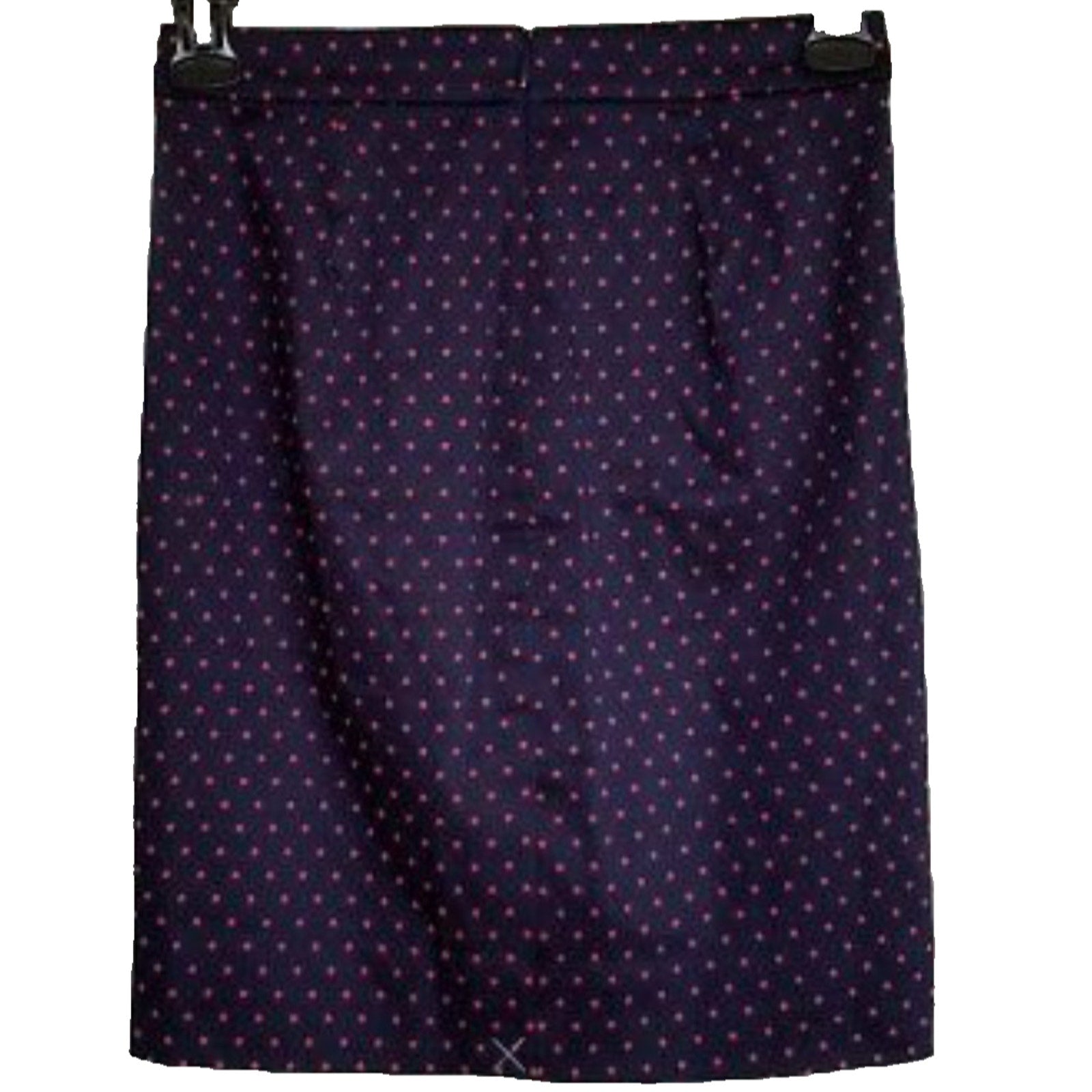 New J Crew Printed Pencil Skirt in Sateen Dot Size 2 Navy Blue / Red