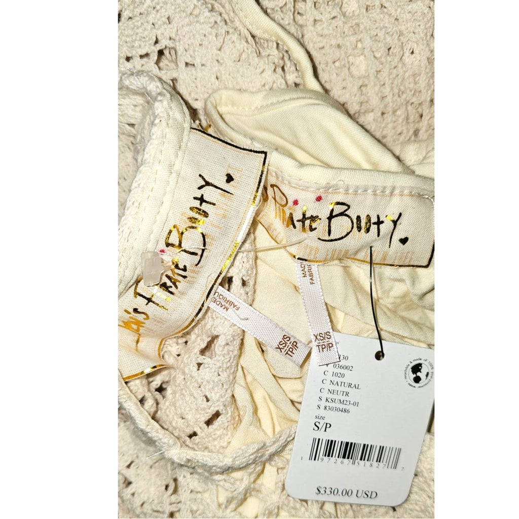 New Free People Jen's Pirate Booty Zen Crochet Mini Dress $330 XS/S Natural