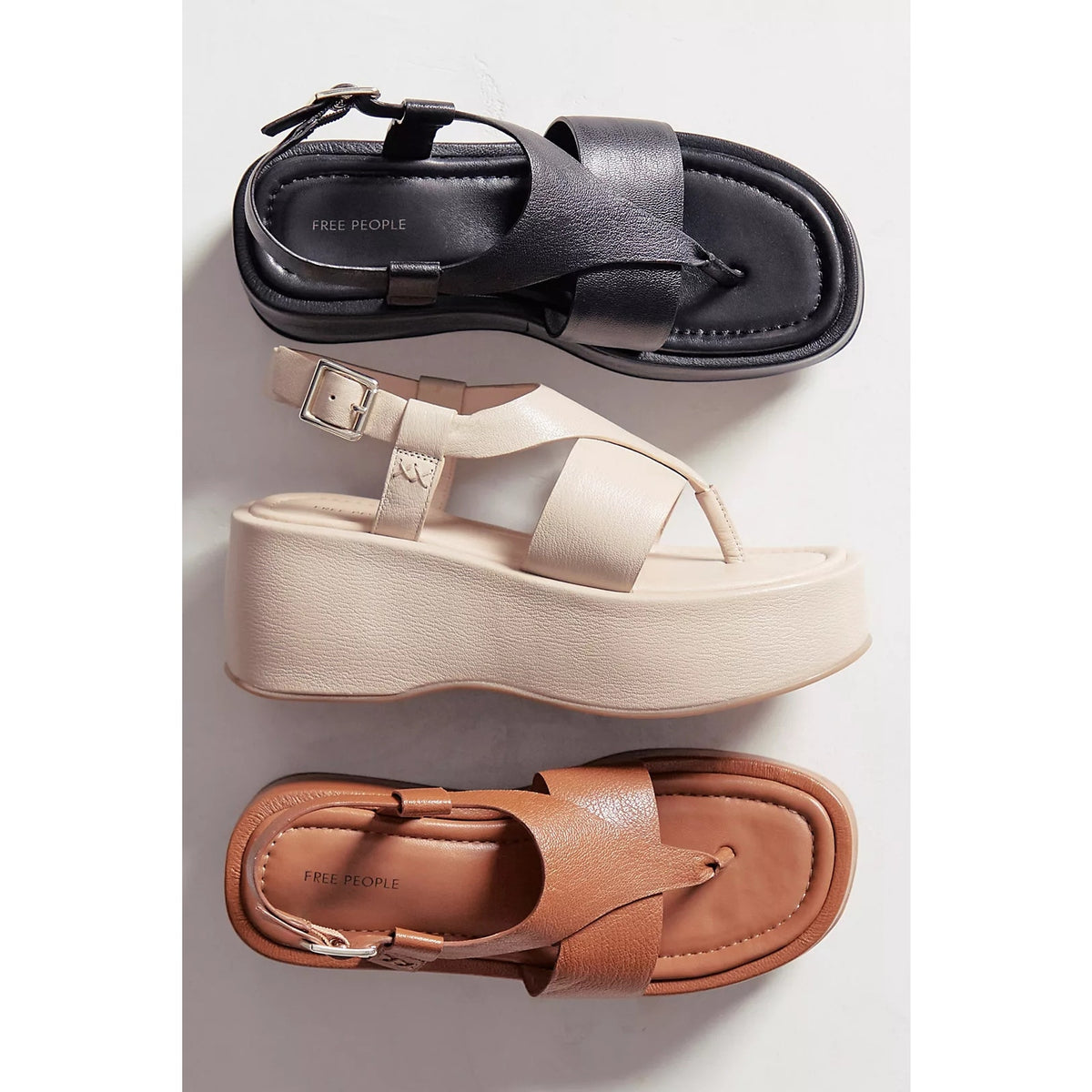 Free People Holt Flatform Sandals US SIZE 8.5 Cognac Brown Free People