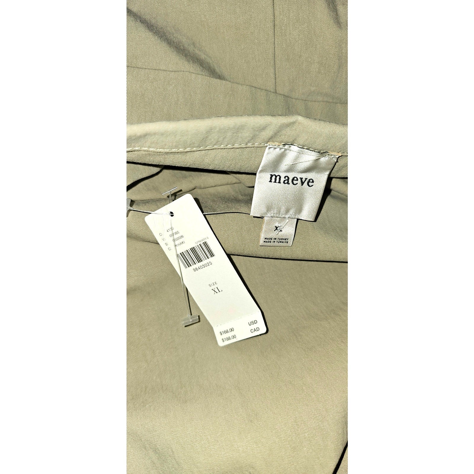 Anthropologie Maeve Strapless Belted Midi Dress X-LARGE Khaki Anthropologie