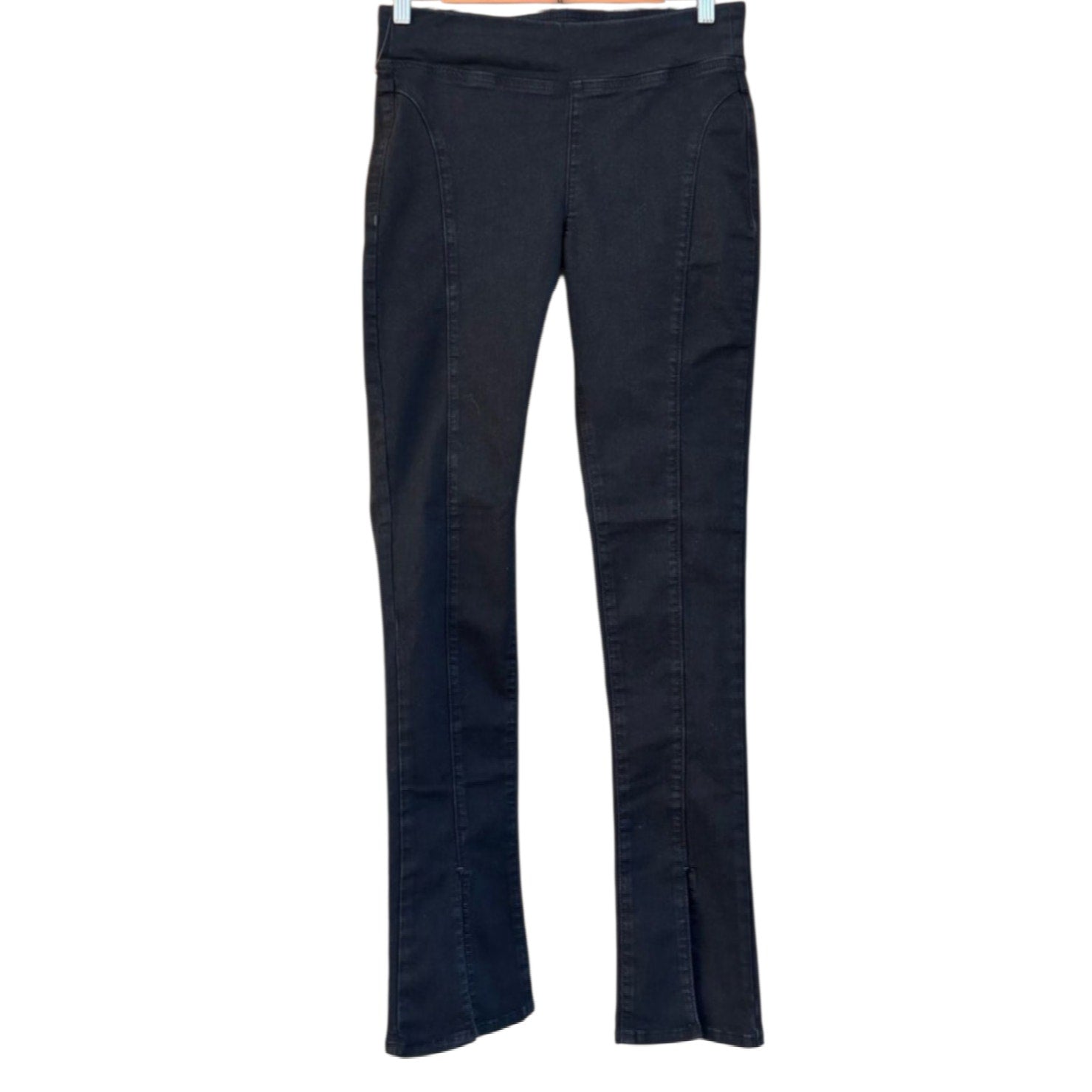 New FREE PEOPLE We The Free Double Dutch Pull-On Slit Skinny Jeans $78 SMALL Blk