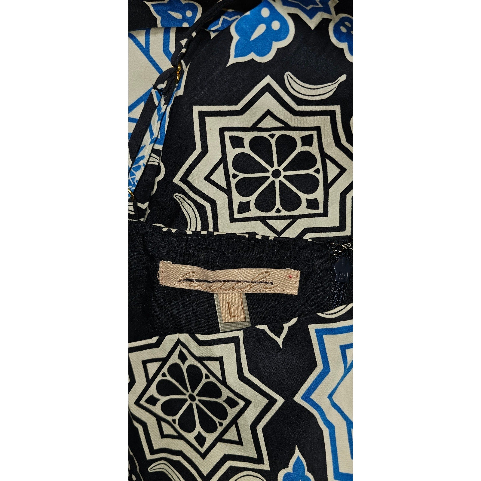 New Anthropologie Hutch Bandeau Romper $160 LARGE Blue Pineapple Smocked