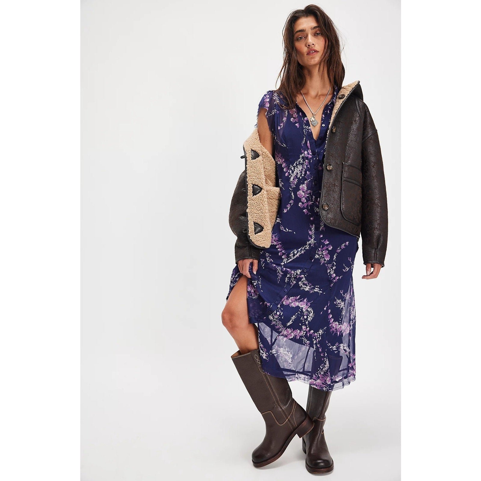 Free People Cannaday Maxi Dress X-Small Navy Floral Combo Free People