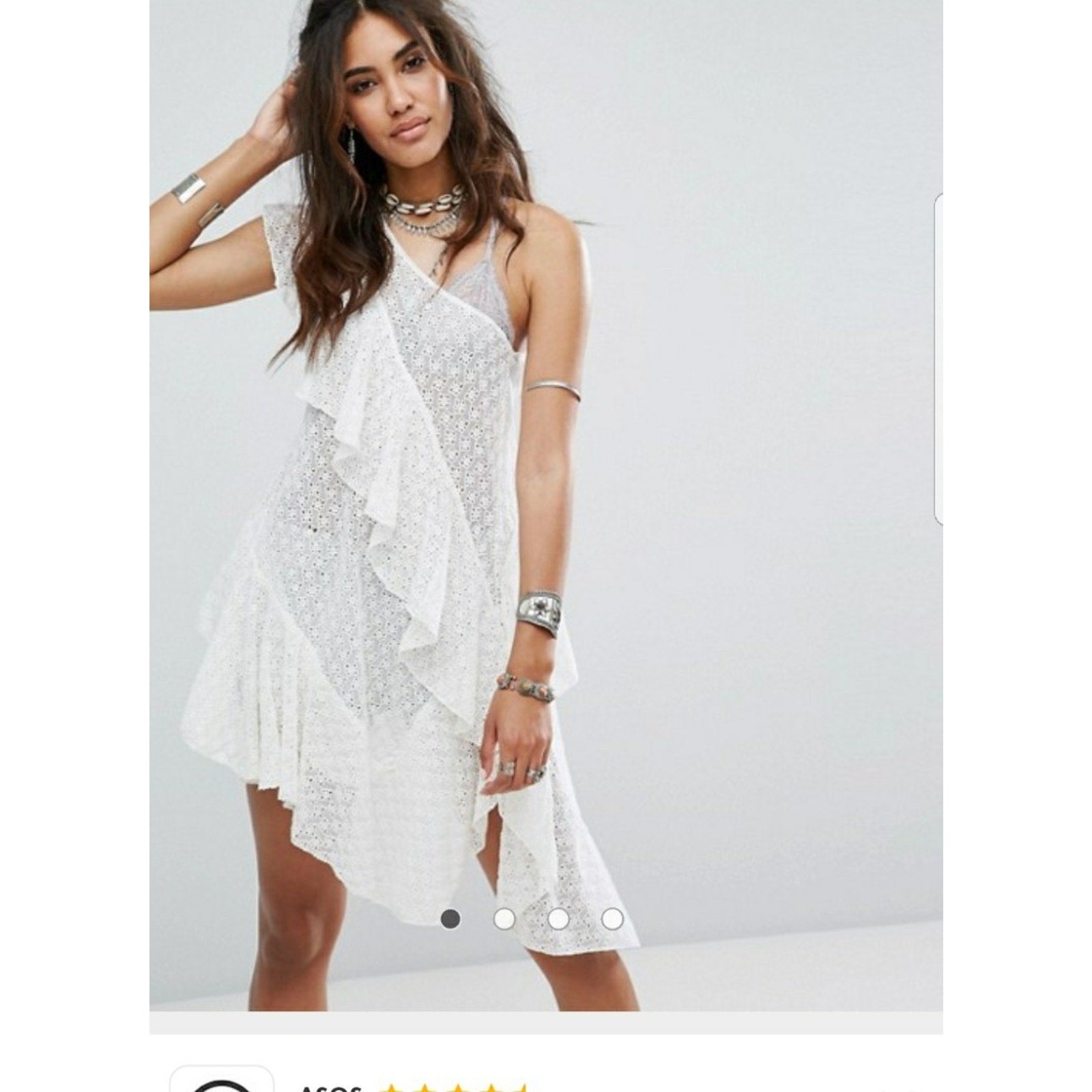 NEW Free People $168 White Girls Girls Girls One Shoulder Lace Tunic Small