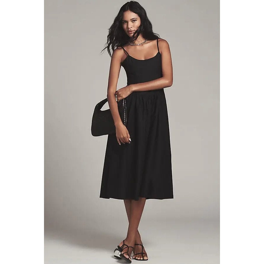 Anthropologie Maeve Sleeveless Square-Neck Drop-Waist Midi Dress 1X Anthropologie
