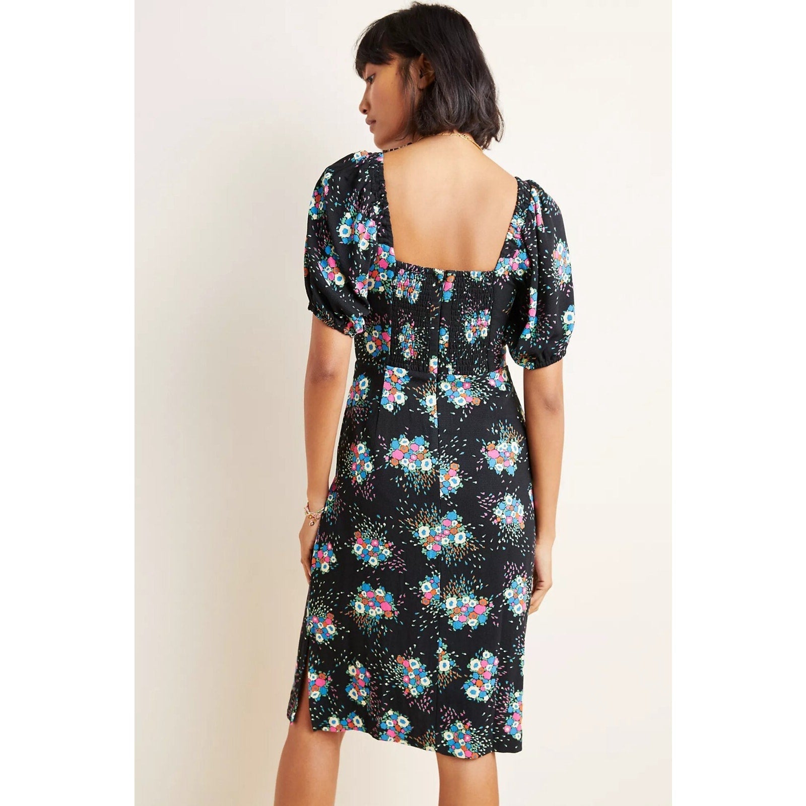 New Anthropologie Scarletta Sweetheart Mini Dress Size 6 Floral Puff Sleeve