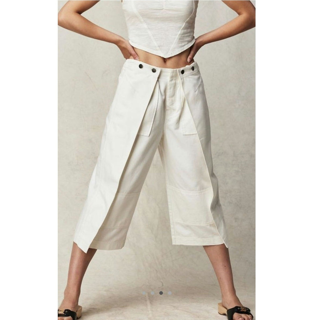 Free People Keep Calling Wide Crop Mid-rise Pants