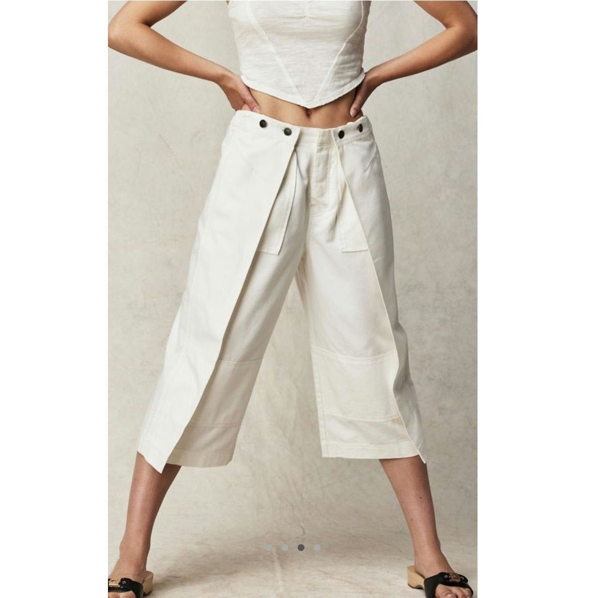 Free People Keep Calling Wide Crop Mid-rise Pants