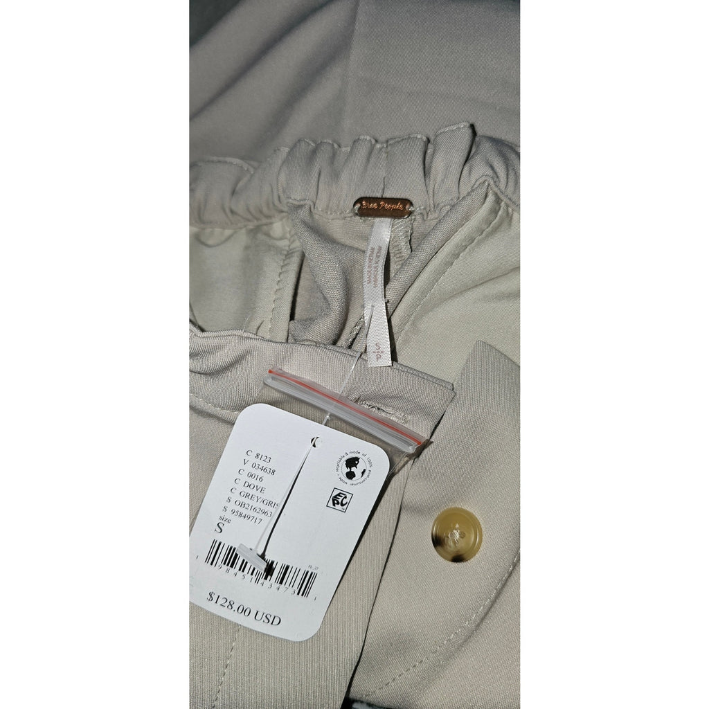 New FREE PEOPLE Tyler Menswear Tailored Wide-Leg Trousers $128 SMALL Dove Gray