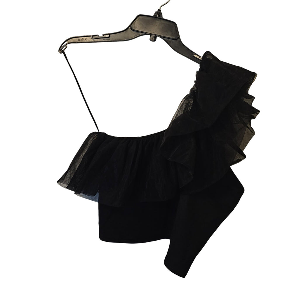 New Anthropologie Sunday in Brooklyn One-Shoulder Top $78 LARGE PETITE Black