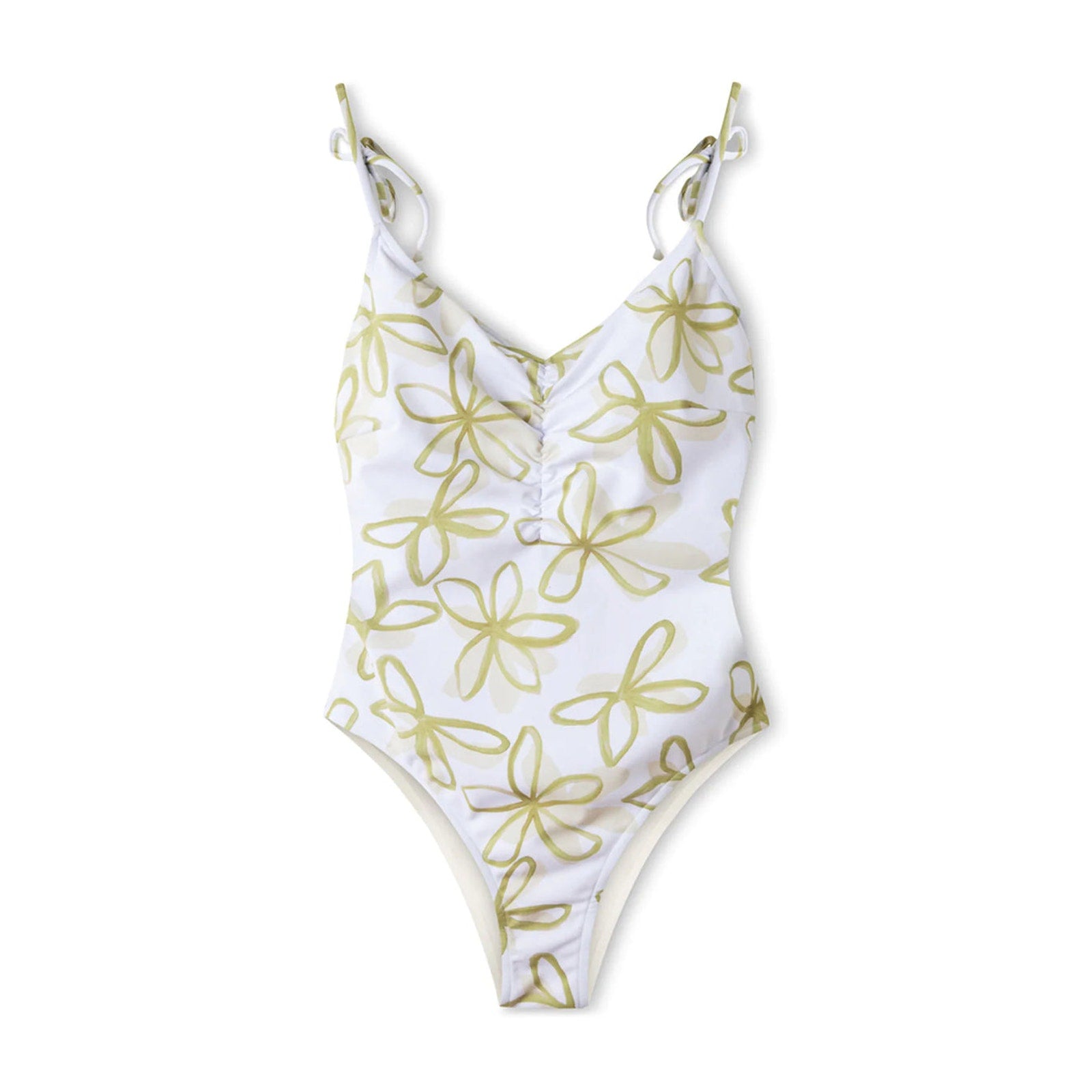 New Free People by Zulu & Zephyr Olive Flower One-Piece $180 SIZE 8 Green Floral