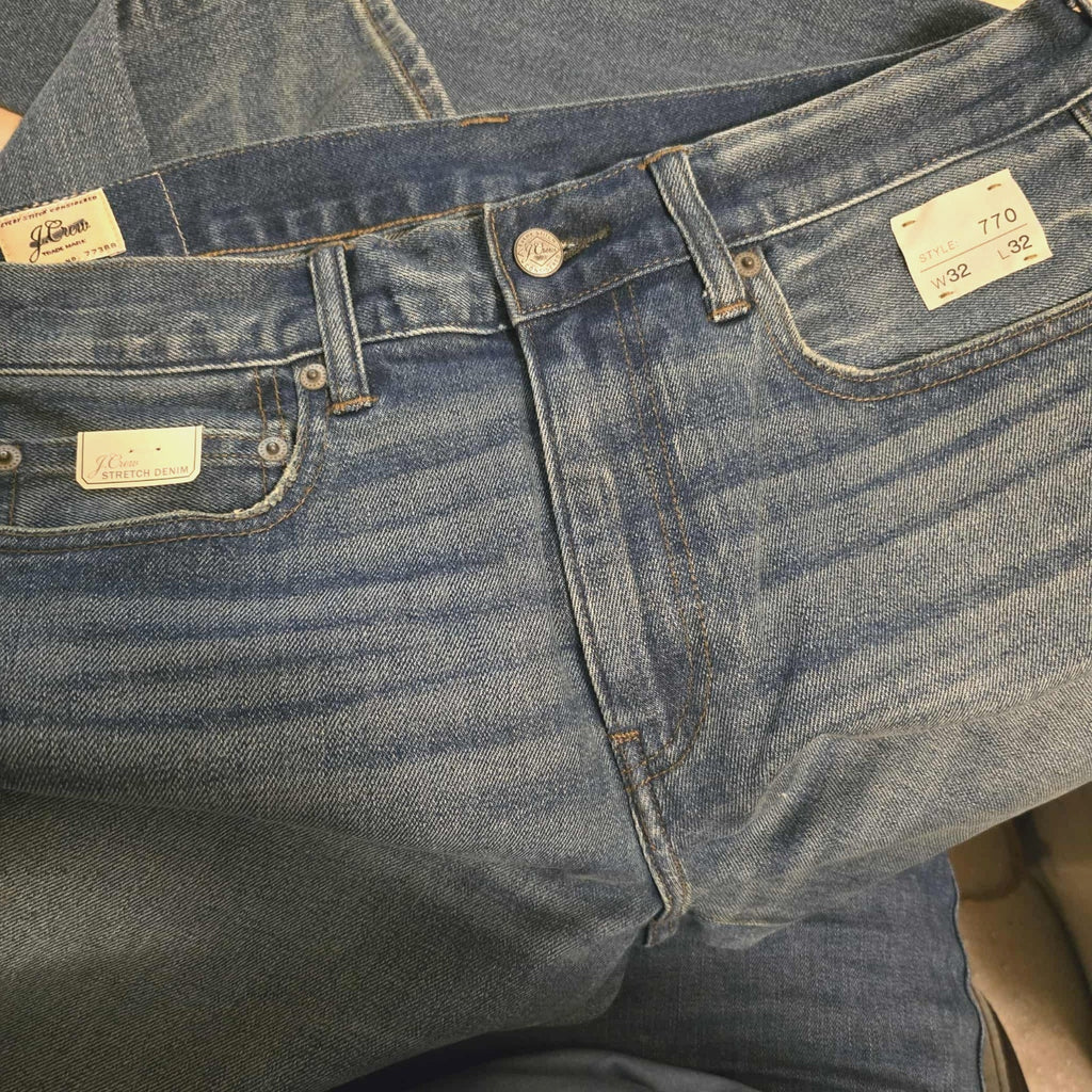 New J Crew 770 Straight-fit Stretch Denim Jeans in Medium Wash $148 W 32 L 32