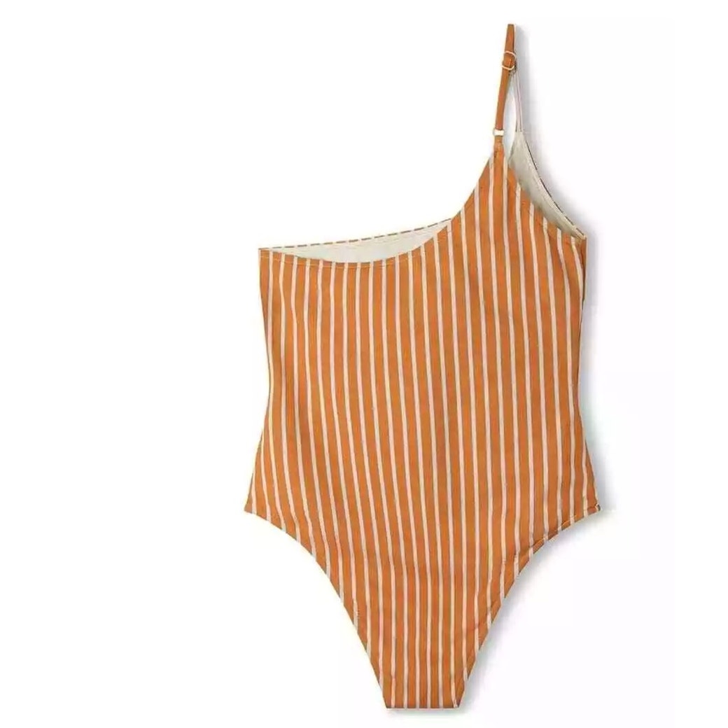 New FREE PEOPLE Zulu & Zephyr Tangerine Stripe One-Piece $180 US 10 Orange