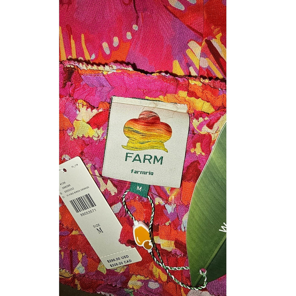 Anthropologie Farm Rio Shirred Drop-Waist Midi Dress MEDIUM Orange FARM Rio for Anthropologie