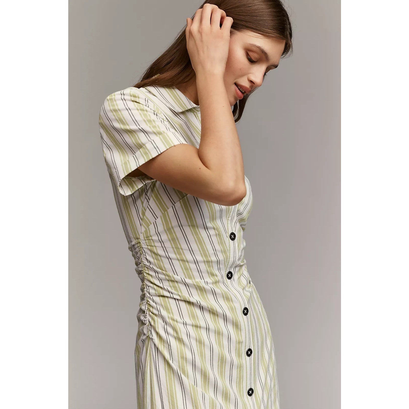 Anthropologie Greer Midi Shirtdress by Pilcro MEDIUM Green Stripe Anthropologie