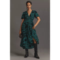 Anthropologie The Katerina Button-Front Dress $198 XXS 00 Dark Green Floral