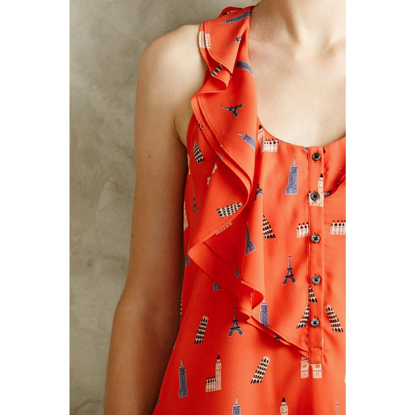NEW Anthropologie x Maeve Red Orange Aurelie Tank Top Size 6