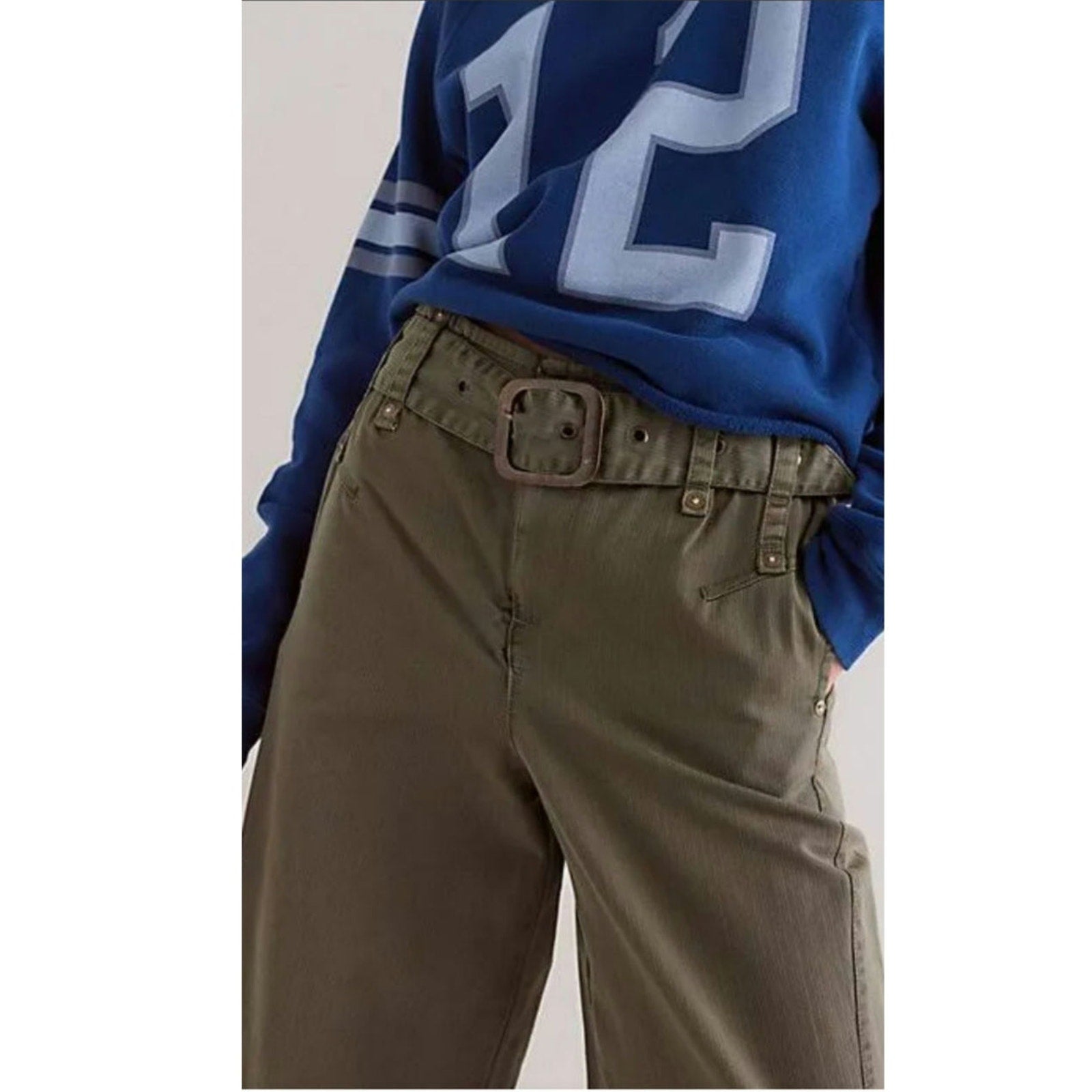 New FREE PEOPLE We The Free Sloane Belted Pants $148 X-LARGE Western Inspired