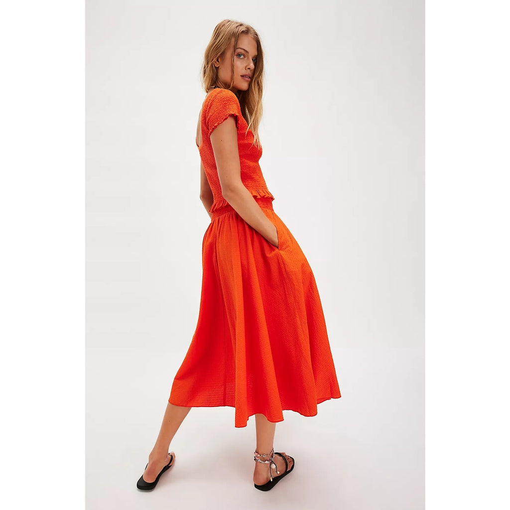FREE PEOPLE Braveheart Solid Set XS Orange Convertible Skirt Dress Free People