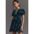 Anthropologie Maeve Somerset Velvet Mini Dress $148 X-SMALL Blue Motif