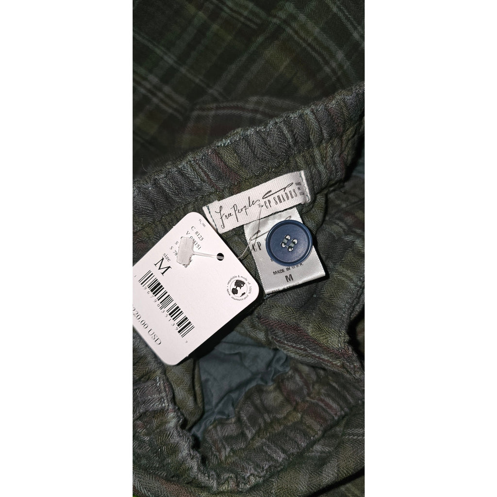 New Free People x CP Shades Plaid Trousers $220  MEDIUM Green PLAID Relaxed