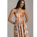 Anthropologie Maeve Strapless Belted A-Line Midi Dress $198 X-LARGE Floral