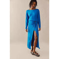 Free People Alyssa Long Sleeve Wrap Dress Maxi SMALL Blue Free People