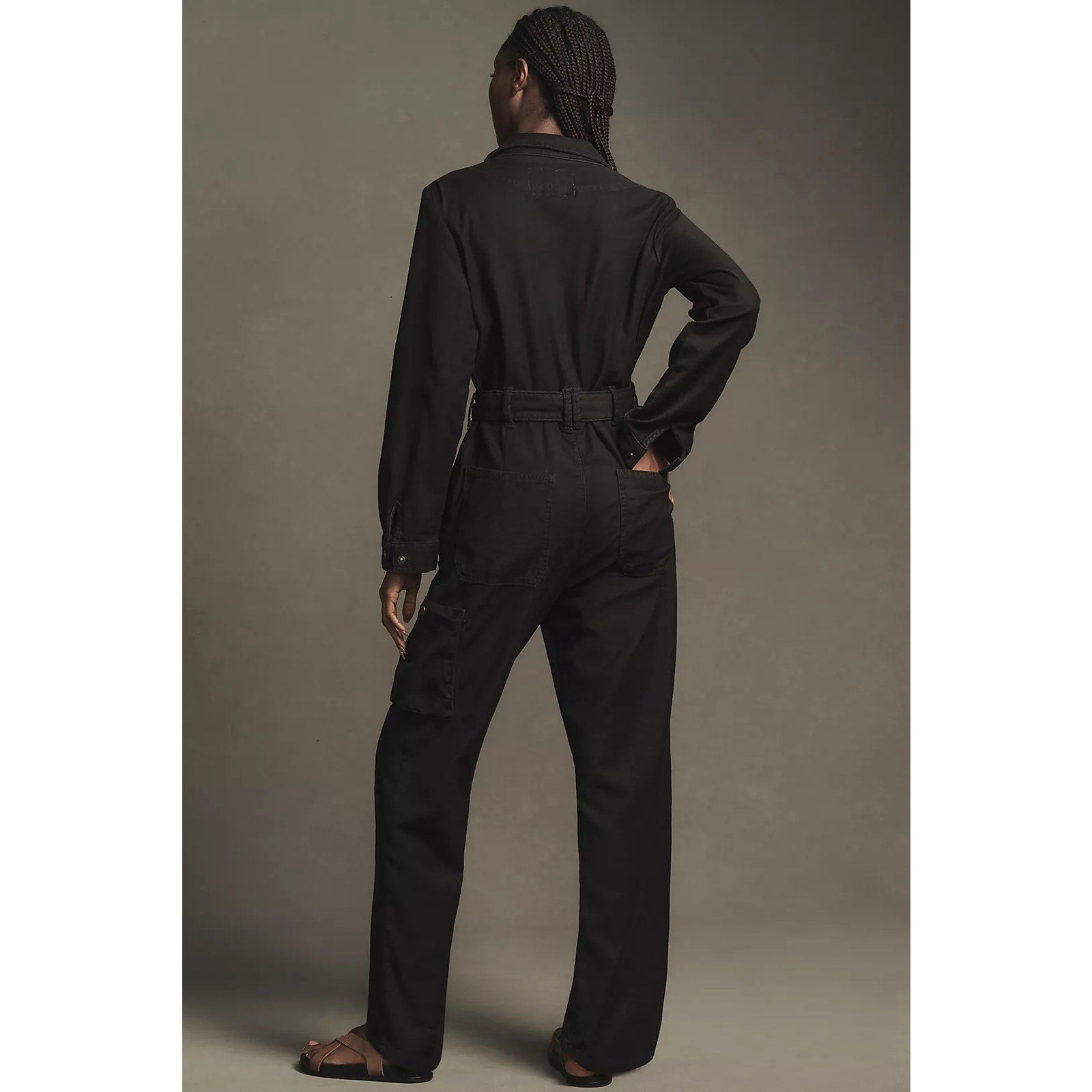 Anthropologie The Lonnie Cuffed Crop Jumpsuit by Pilcro $188 X-SMALL  Black