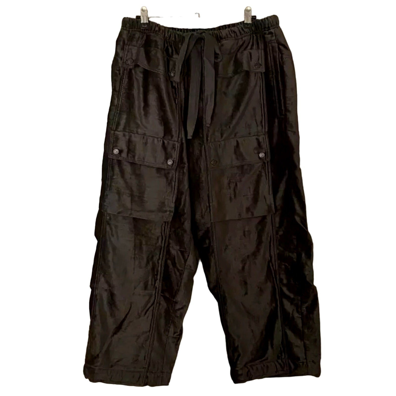 New FREE PEOPLE Skip A Beat Utility Velvet Pants $198 SMALL Washed Black