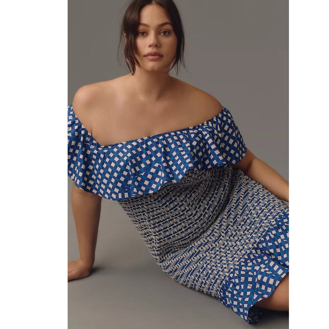 Anthropologie Corey Lynn Calter Off-The-Shoulder Smocked Mini Dress $198 MP