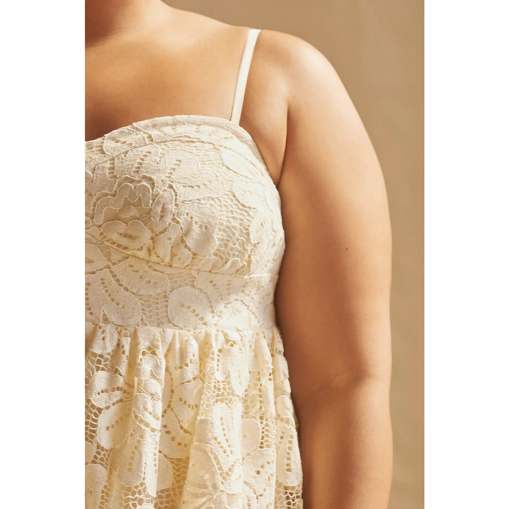 NEW Anthropologie Maeve White Lace Mini Dress Size 1X