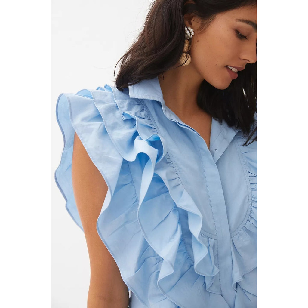 New Anthropologie Maeve Ruffled Button-Front Mini Dress Size 16W