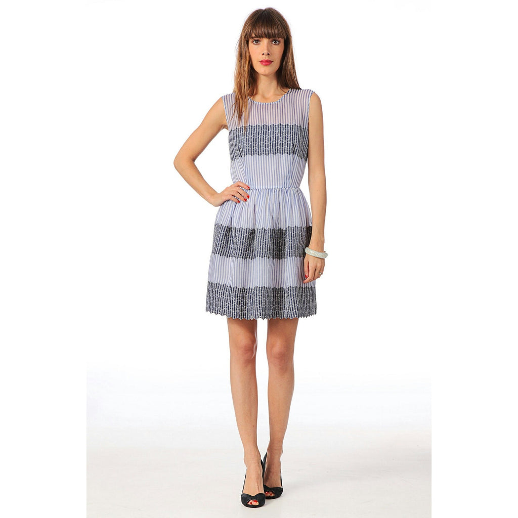 NEW Manoush Women's Blue Short Mini Dress Size US 2 FR 34 UK 6 Blue Striped