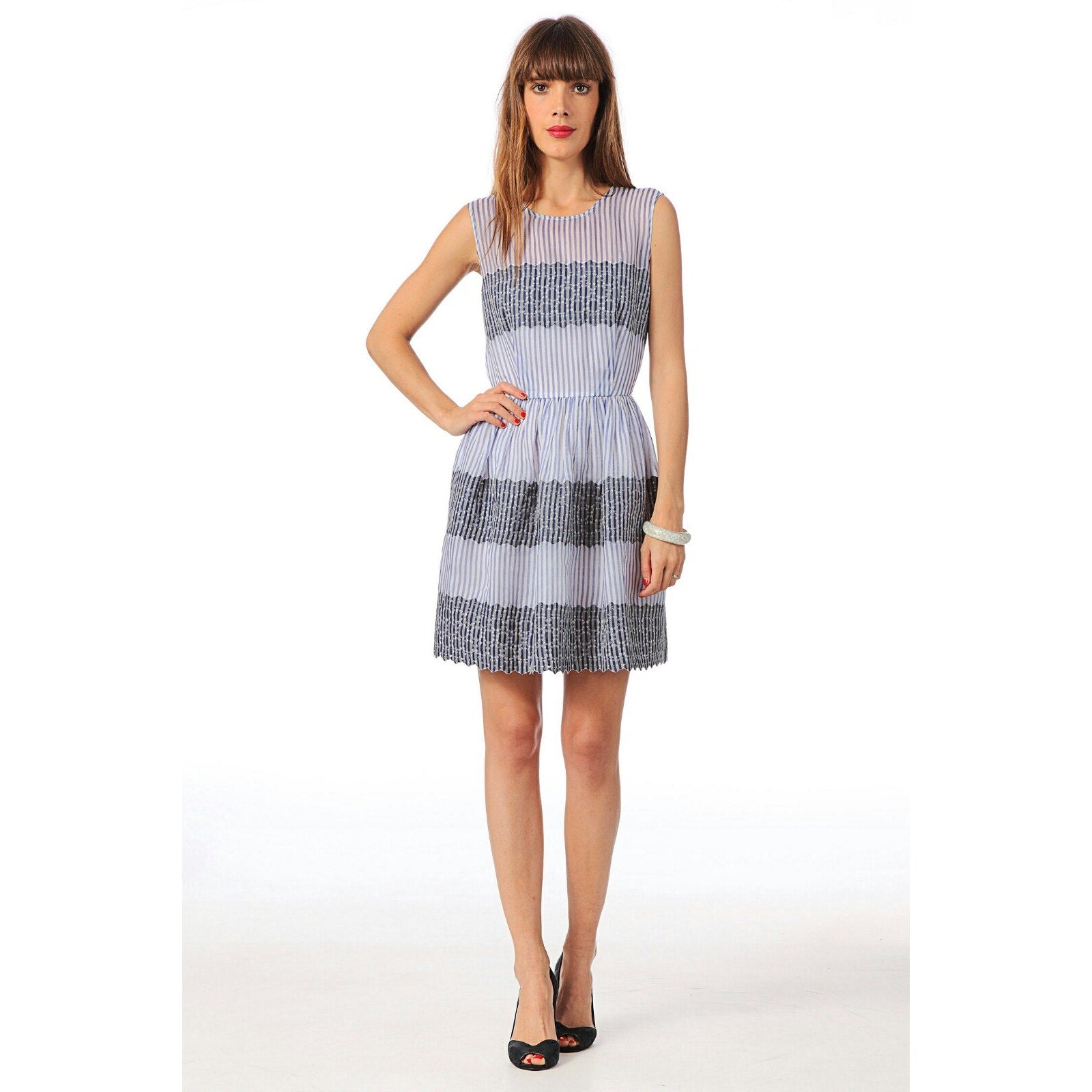 NEW Manoush Women's Blue Short Mini Dress Size US 2 FR 34 UK 6 Blue Striped