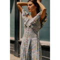 FREE PEOPLE Lewis Maxi Dress SMALL Blue Pastel Combo SMOCKED Free People