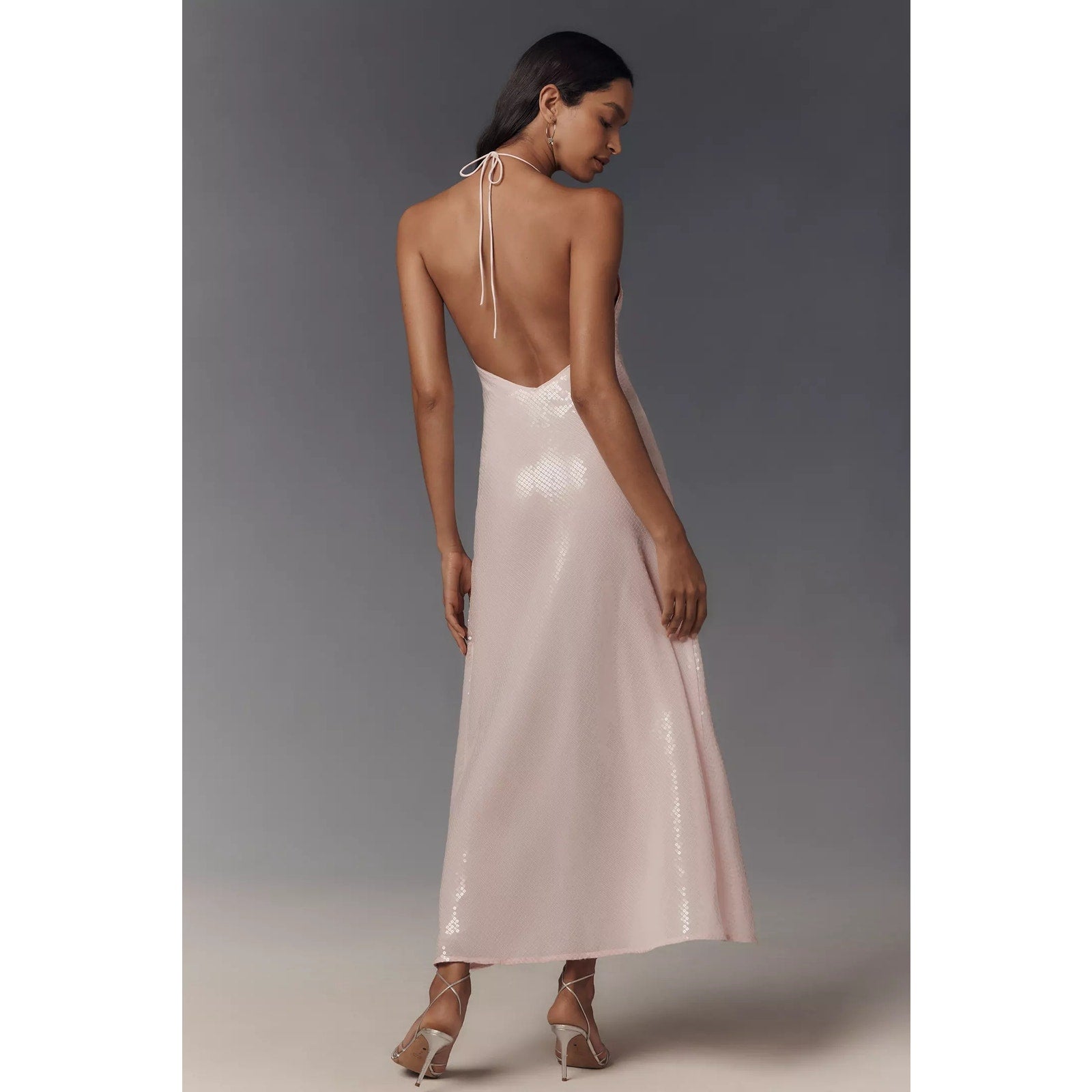 Anthropologie x Bardot Aradia Sequin Halter Slip Dress $179 Sz 6 Pink Rose