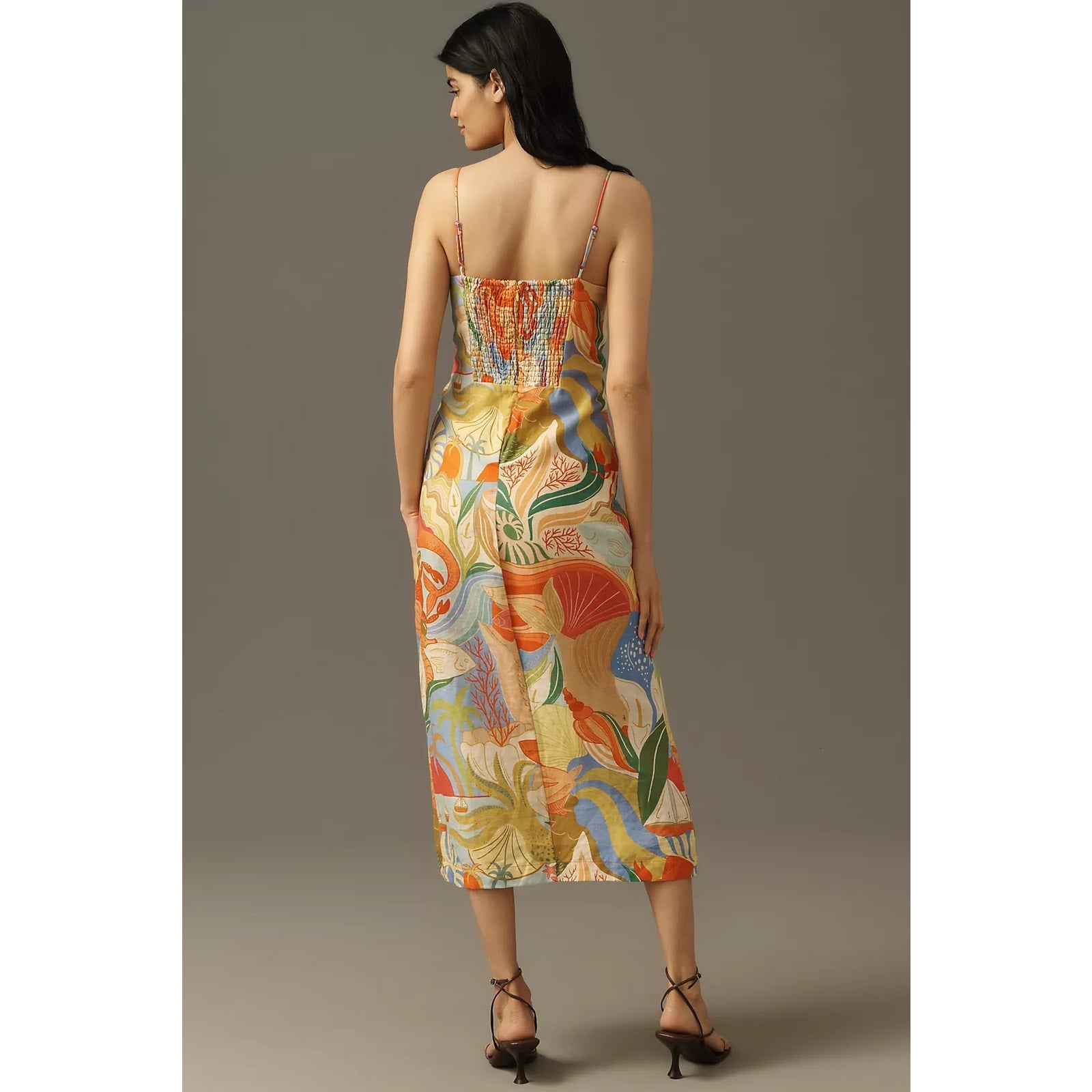Anthropologie Farm Rio Linen Sleeveless Sweetheart Slim Maxi Dress S FARM Rio