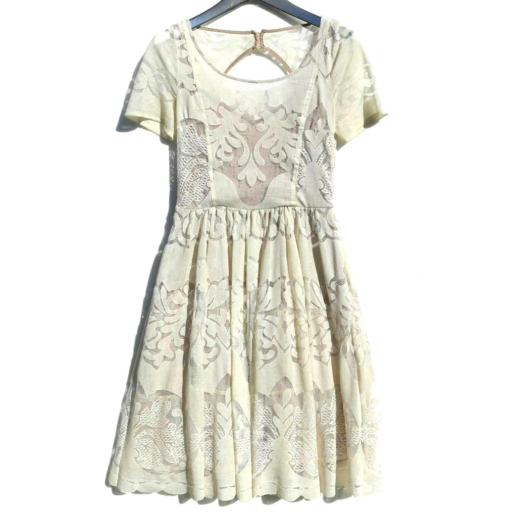 New Anthropologie Ivoire Lace Dress by Tracy Reese $188 SIZE 6 Ivory Midi Daisy