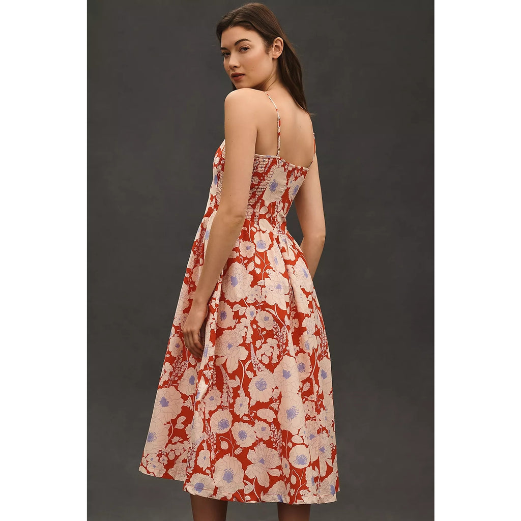 Anthropologie Maeve Sleeveless Square-Neck Drop-Waist Midi Dress MEDIUM Anthropologie