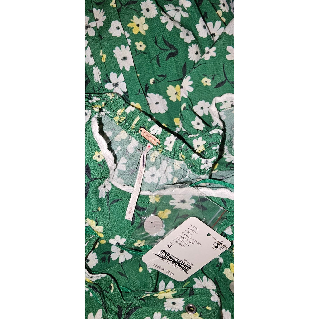 FREE PEOPLE Slice Of Life Halter Midi Dress MEDIUM Green Floral Boho Free People
