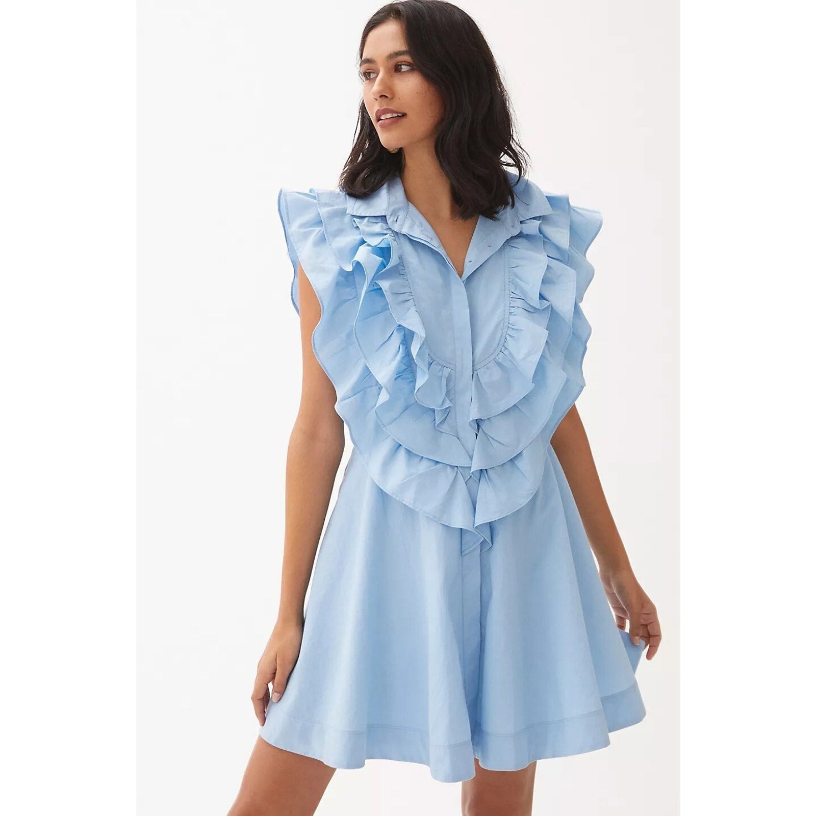 New Anthropologie Maeve Ruffled Button-Front Mini Dress Size 16W