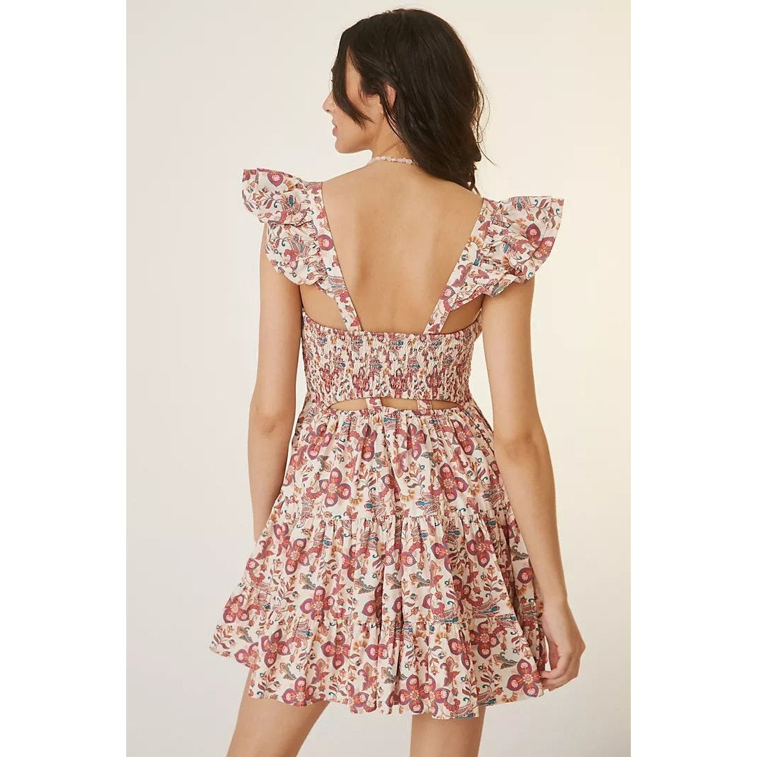 New Anthropologie FOREVER THAT GIRL Floral Sweetheart Mini Dress $148 XS Pink