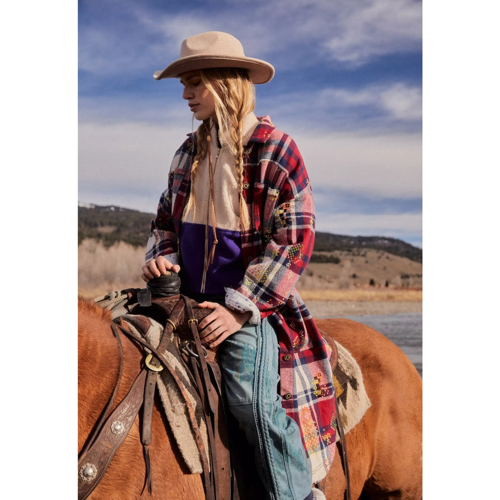 New Anthropologie DONNI Colorblocked Sherpa Jacket $324 XL Cream