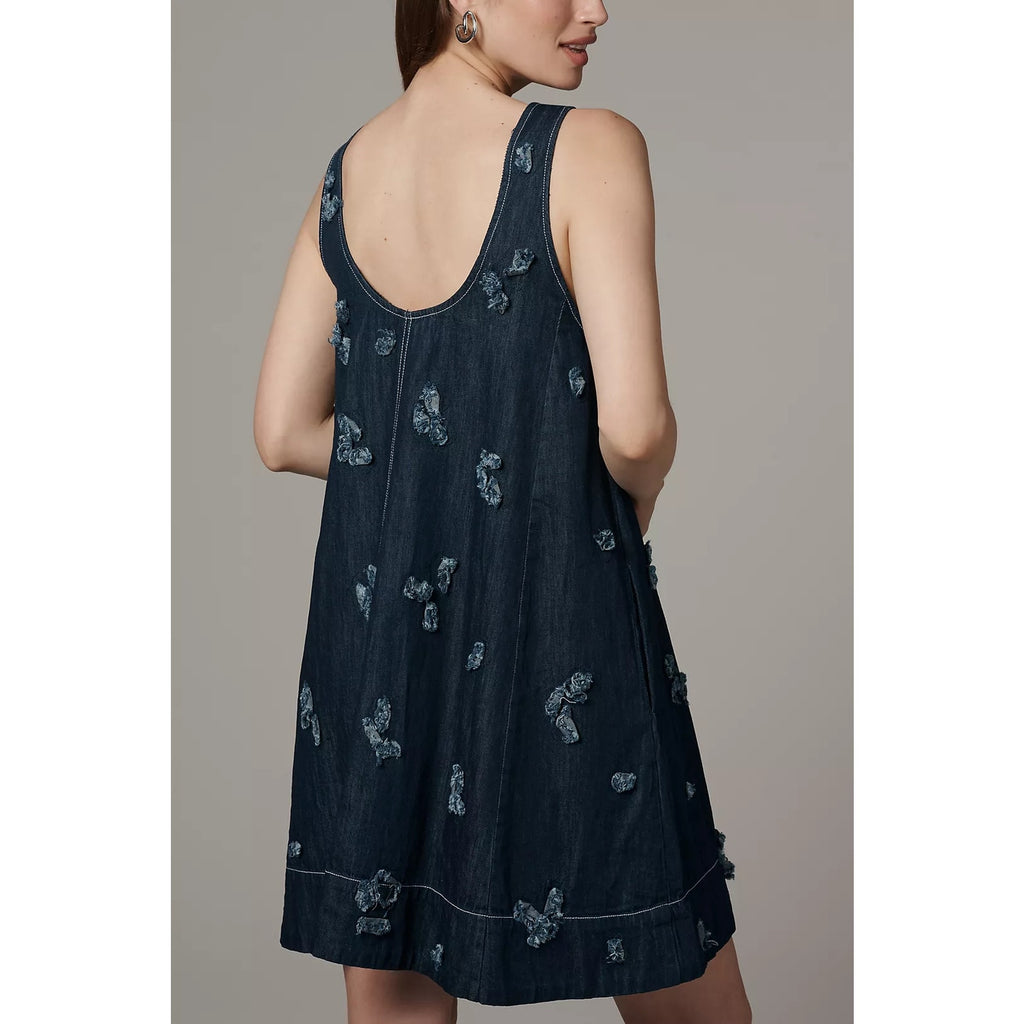 Anthropologie The Keiko Embroidered Denim Mini Dress by Maeve SMALL Anthropologie