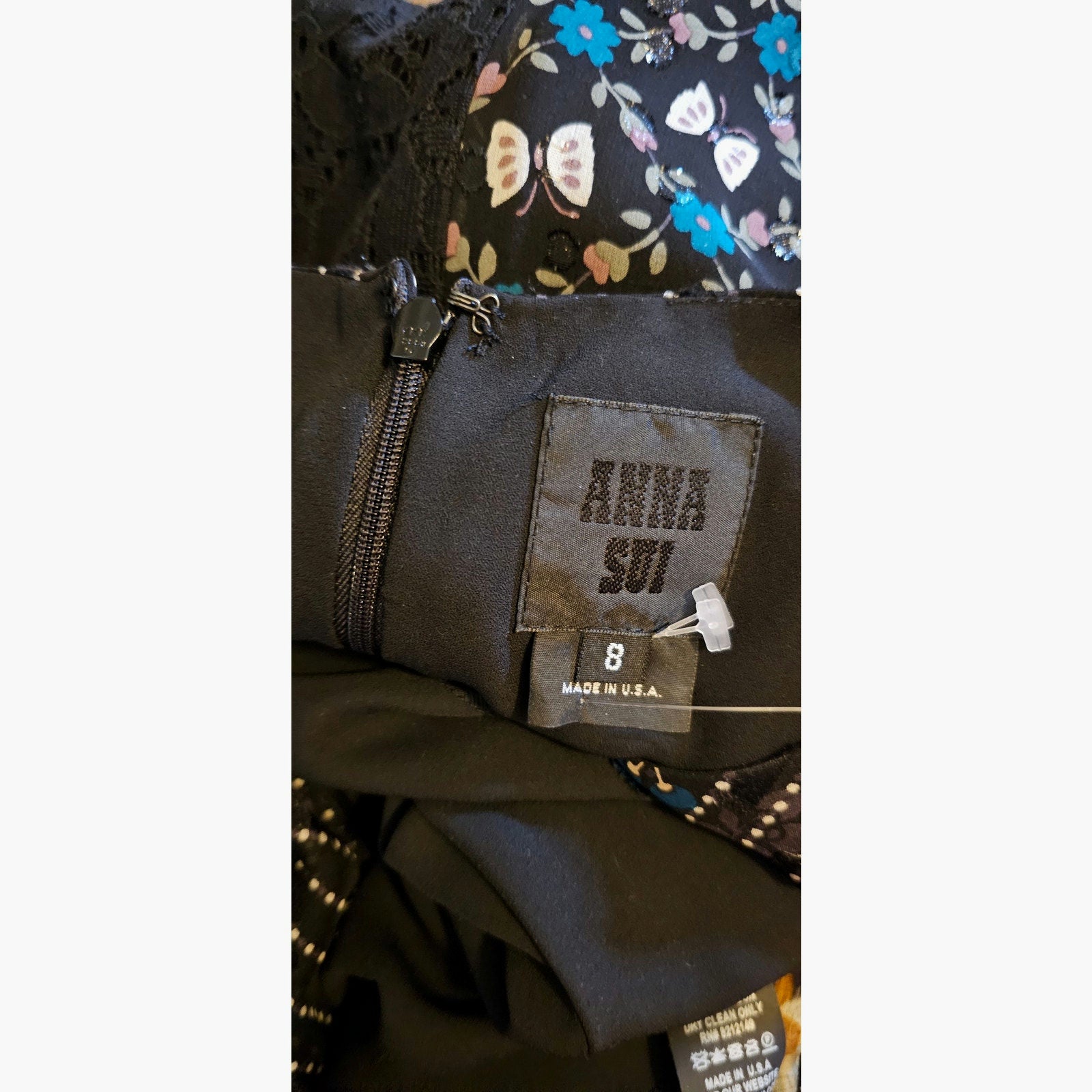 New Anthropologie x Anna Sui Mixed Print Silk Lace Assymetrical Shift Dress Sz 8