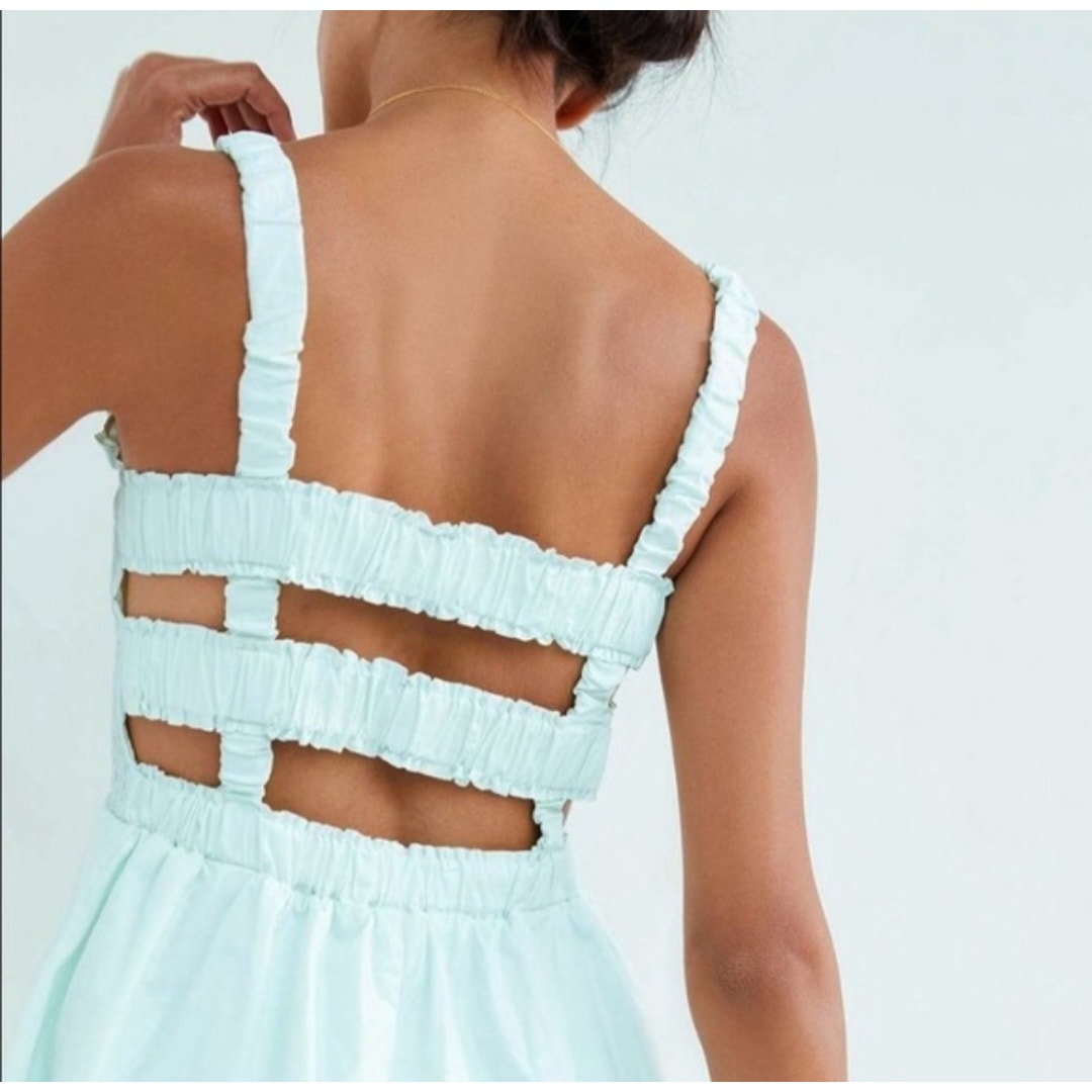Anthropologie Smocked Mini Dress by PINCH MEDIUM Guac - Mint Green Anthropologie